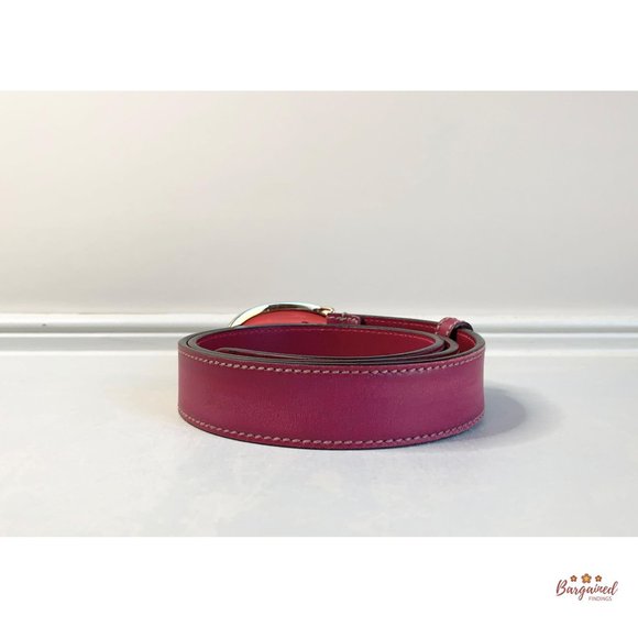 Authentic GUCCI Fuchsia Pink Leather Script Buckle Women's Belt 85/34 170884 - Picture 4 of 12